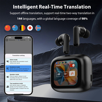 Écouteurs traducteurs à écran tactile intelligent, traducteur de 150 langues, écouteurs traducteurs pour voyager à l'étranger, conversation facile, écouteurs traducteurs IA