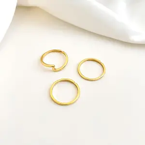 FOXI Real S925 Silver Ring Wholesale Thin Smooth Circle Rings 18K Gold Plated silver S925 Stacked Ring