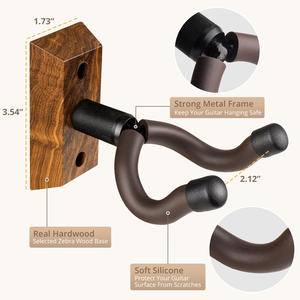 Supporto per chitarra a parete ganci ganci supporto staffa per chitarre acustiche ed elettriche basso Banjo mandolino, legno Zebra - Product Image 4