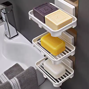Paste Drain Creative <b>Soap</b> <b>Holder</b> Box Wall-mounted <b>Soap</b> Dish Plastic Home Daily Punch-free Bathroom Shelf <b>Soap</b> Box - Product Image 1