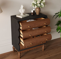 Commode à cinq tiroirs en bois massif de style vintage français, écologique, grande capacité, pour salon, rangement domestique, bar à domicile
