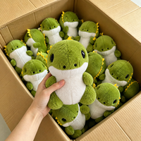 Boneka Dinosaurus Kartun Hijau Lembut Berkualitas Tinggi 8 inci, Mainan Hewan Isi Dakron, Mainan Mesin Cakar untuk Anak-anak dan Dewasa