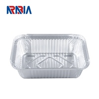 Conteneur rectangulaire jetable en aluminium écologique de 450 ml avec couvercle en plastique PET, compatible four, pour barbecue et boîte à lunch