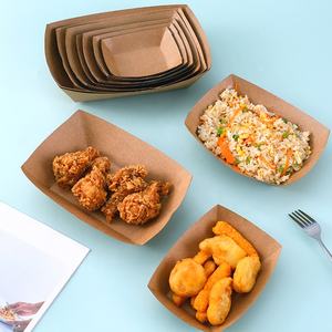 เรือรูปร่างกล่องกระดาษถาดเป็นมิตรกับสิ่งแวดล้อมย่อยสลายได้คราฟท์เอาไปแพคเกจอาหารจานด่วน - Product Image 1