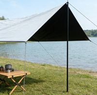 Terpal Persegi OEM ODM Tahan Air 8000mm Kain Oxford 210D Lapisan Hitam untuk Berkemah, Peneduh Matahari, Piknik, Kebun, Memancing, Glamping