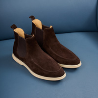 Bottes mi-mollet classiques d'hiver pour hommes en daim italien véritable, semelle en caoutchouc amortie, décontractées, pour l'extérieur et les trajets quotidiens, logo personnalisé OEM, vente en gros