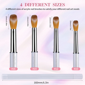4pcs Crystal Nail Art <b>Pen</b> Set <b>Silver</b> Glitter 3D Carving Drawing Brushes Multiple Sizes - Product Image 3