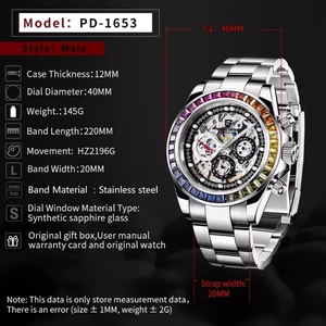 PAGANI Design 1653 Zircon Diamond Bezel Mens Mechanical Wrist Watch Luxury <b>Automatic</b> Watch for Men - Product Image 6