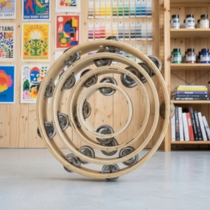 Pandereta de Madera con Campanas Metálicas, Instrumento de Percusión de Una Hilera - Product Image 6