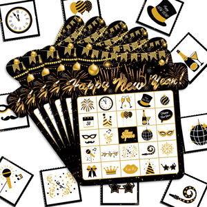 Set di Carte Bingo in Carta Nera e Oro <span class=keywords><strong>per</strong></span> Festa di <span class=keywords><strong>Capodanno</strong></span> 2026, Forniture <span class=keywords><strong>per</strong></span> Feste Personalizzate, Vendita all'Ingrosso - Product Image 1