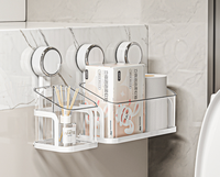 Étagère murale multifonctionnelle en plastique PP, amovible, à ventouse, pour rangement cosmétique, sans perçage, pour salle de bain