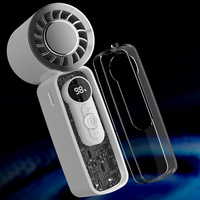 Ventilateur portable multifonctionnel USB sans pales avec compresse froide, moteur sans balais 5 vitesses et veilleuse - Idéal pour l'extérieur