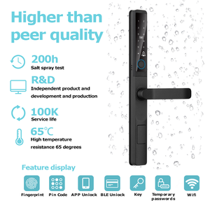 Qunn IP66 Không Thấm Nước Ngoài Trời Thông Minh Cửa Khóa BLE <span class=keywords><strong>Wifi</strong></span> Nhôm Bằng Gỗ Tương Thích Hẹp Hồ Sơ Tuya Ứng Dụng Điều Khiển Đám Mây Kết Nối - Product Image 2