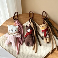 Pendentif en tissu fait main super mignon, motif animal de dessin animé, porte-clés tendance, accessoire de sac, charme adorable haut de gamme
