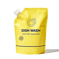 Pochette souple personnalisée mate à bec verseur pour recharge de savon vaisselle, emballage de liquide vaisselle avec bouchon