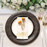 Assiettes de présentation en plastique effet bois rustique moderne de 13 pouces pour mariage, design bois décoratif, vente en gros