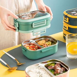 850ml Insulated Stainless Steel 304 Food Grade Double-layer Portable <b>Compartments</b> for Students and Work Bento <b>Lunch</b> <b>Box</b> - Product Image 5