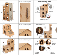 Meilleures ventes : Arbre à chat tour en carton ondulé DIY, grattoir personnalisable imprimé pour chats, chatons et petits animaux, pour jeu ludique et cadeau domestique