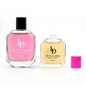 Custom <b>Empty</b> Crimp clear Luxury Perfume Glass Bottle 30ml 100ml 50ml Flat Pink Perfume Bottle with <b>Gift</b> <b>Box</b> - Product Image 5