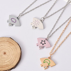 Collar al por mayor con diseño de sol, luna, nubes y estrellas, <span class=keywords><strong>serie</strong></span> Good Friends, con incrustaciones de diamantes, juego de 4 piezas, nueva colección. - Product Image 2