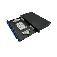 Panel Patch Fiber Optik 1U/2U/3U 12/24/48/72 Core, Kotak Terminal Fiber Optik Rak Tarik-Otur, Enclosure Rak Mount ODF