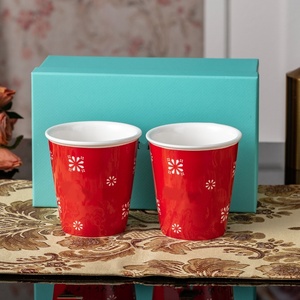 Tasses à café multicolores Macaron 5 pièces/ensemble Cadeau de Noël Porcelaine fine Faite à la main - Product Image 5