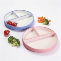 Jincy Offre Spéciale Assiette à Ventouse en Silicone Qualité Alimentaire Sans BPA Souple Durable Anti-Déversement Portable Vaisselle d'Alimentation pour Tout-Petits