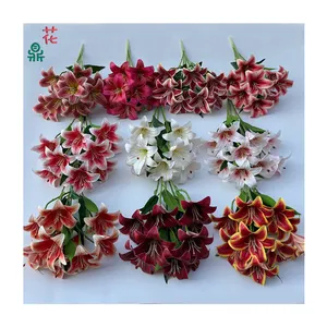 Manufacturers Wholesale 9 Head Bunch Of Small Lily Home Decoration Pieces Silk Flower Photography Props Artificial Flowers