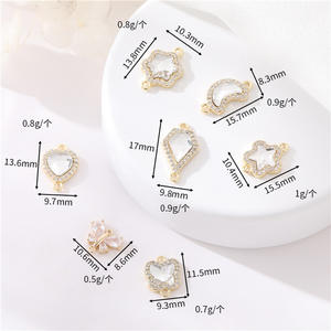 Basit stil eBay en çok satan ürünler moda diy takı 14k altın kaplama zirkon bakır kelebekler yıldız ay kalp konektörü - Product Image 5