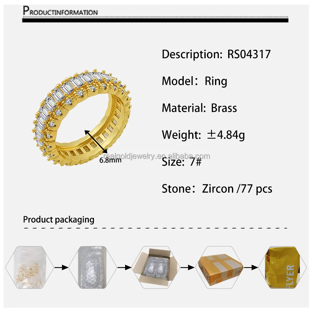 Vollkreis Stein-Design Messingring mit Goldfarbe plattiert individuelles einzigartiges Design trendigem Stil Messing-Schmuckgeschenk Großhandel