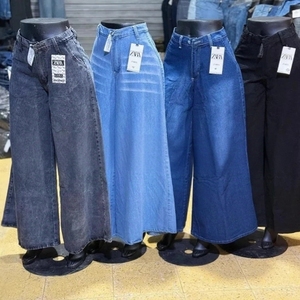<span class=keywords><strong>Jeans</strong></span> Cargo Estivi da <span class=keywords><strong>Donna</strong></span>, Vita Alta, Multi-Tasche, Gamba Larga, <span class=keywords><strong>Denim</strong></span> Traspirante, Stile Dritto, Vestibilità Comoda - Product Image 1