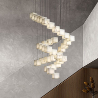 Lustre suspendu nordique en albâtre, design postmoderne en laiton et marbre, pour hall d'hôtel, salon, escalier, en cuivre durable