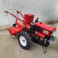 Tracteur agricole diesel à conducteur marchant avec charrue, remorque et tondeuse pour petites exploitations agricoles