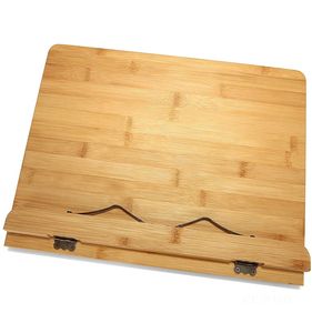 Grand porte-livre en bambou Porte-livre pliable réglable avec clips de support de page - Product Image 6