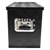 Boîte à outils en aluminium à revêtement poudré noir, à motif chevron, verrouillable, étanche, pour benne de pick-up, remorque ou véhicule utilitaire