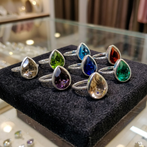 Multi Gemstone Hydro <b>Silver</b> 925 Rings Pear Shape Faceted Stone Handmade Sterling <b>Silver</b> Hydro Rings - Product Image 2