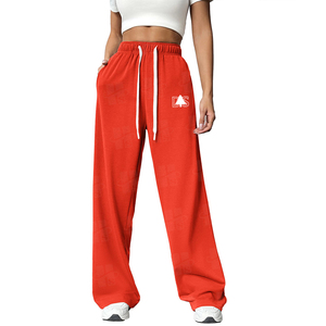 Wholesale Women Pants Custom Private Label 100% Cotton French Terry <b>Elastic</b> <b>Waist</b> Loose Fit Full Length Baggy <b>Trouser</b> For Women - Product Image 3