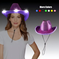 Cappello da Cowboy Luminoso con Paillettes Argento 2026 per Adulti, Fedora da Cowgirl che si Illumina, per Feste e Attività all'Aperto, Adatto a Tutte le Stagioni