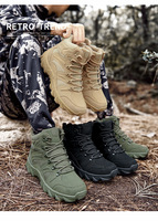 Vente en gros de bottes tactiques mi-hautes d'automne respirantes à lacets antidérapants chaussures d'alpinisme dans le désert pour activités de plein air d'été