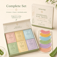 Masque pour les yeux en hydrogel emballé individuellement OEM, 24 paires de patchs sous les yeux avec aloe vera, vitamine C et peptides pour l'hydratation et l'éclat