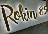 Lettres en métal rétroéclairées Popula, lettres en métal imperméables, lettres en métal à effet halo, lettres 3D LED rétroéclairées pour bâtiments