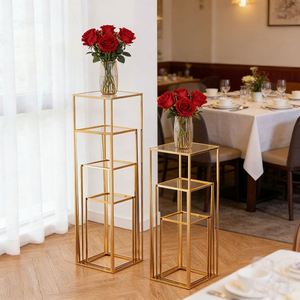 Wholesale Gold Square Iron Flower Detachable Wedding Event Decoration Reusable Stand Marker Festival Decorative <b>Rack</b> - Product Image 4