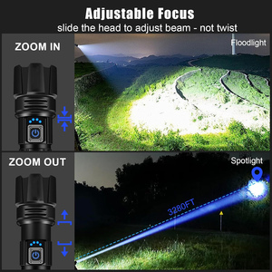 Super Bright 35W 100000 Lumens Aluminum Alloy Tactical <b>Flashlight</b> XHP70 <b>LED</b> White Laser Rechargeable IP66 Waterproof 1200-1500m - Product Image 4