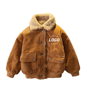 Veste en velours côtelé personnalisée avec logo pour enfants, doublée polaire, chaude, épaisse, pour l'automne et l'hiver, pour garçons et filles - Product Image 1