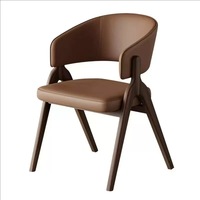 Chaise de salle à manger en cuir minimaliste nordique italienne, fauteuil avec dossier rembourré amovible pour hôtels et restaurants