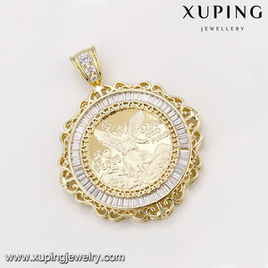 A00915627 مجوهرات xuping الكلاسيكية الدين سلسلة روي الحدود الملاك عملة الماس 14K قلادة مطلية بالذهب - Product Image 2