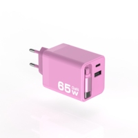 Chargeur GaN 65W PD avec câble USB-C rétractable de 80 cm, adaptateur mural fin et rapide OTP pour téléphone/ordinateur portable - Pliable, tension universelle