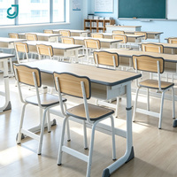 Ensemble Chaise et Table d'Écolier Double Réglable en Hauteur, Mobilier de Classe avec Rangement pour Étudiants, Idéal pour Projets Scolaires