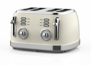 เครื่องปิ้งขนมปัง BESTONE 4 แผ่น รุ่นครีมเรโทร ไฟฟ้า พร้อมฟังก์ชั่นละลายน้ำแข็ง อุ่นอาหาร และยกเลิกการปิ้ง กำลังไฟ 1500 วัตต์ สำหรับใช้ในครัวเรือน - Product Image 2