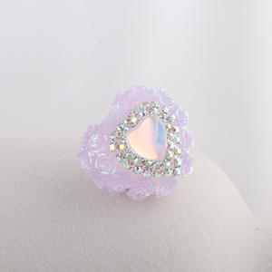 Opale couleur amour Rose boule diamant perle trou droit acrylique pour bricolage téléphone portable porte-clés collier fabrication de bijoux accessoires - Product Image 2